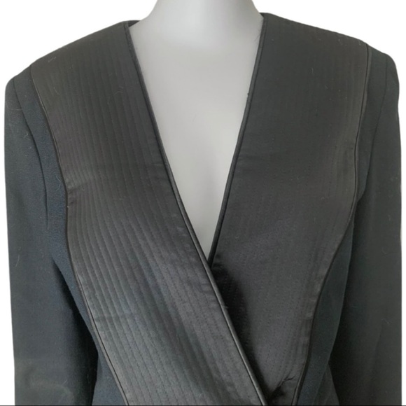 NOLAN MILLER Vintage Evening Jacket Blazer Black Wool Satin Embellished Size 10 - Picture 3 of 14